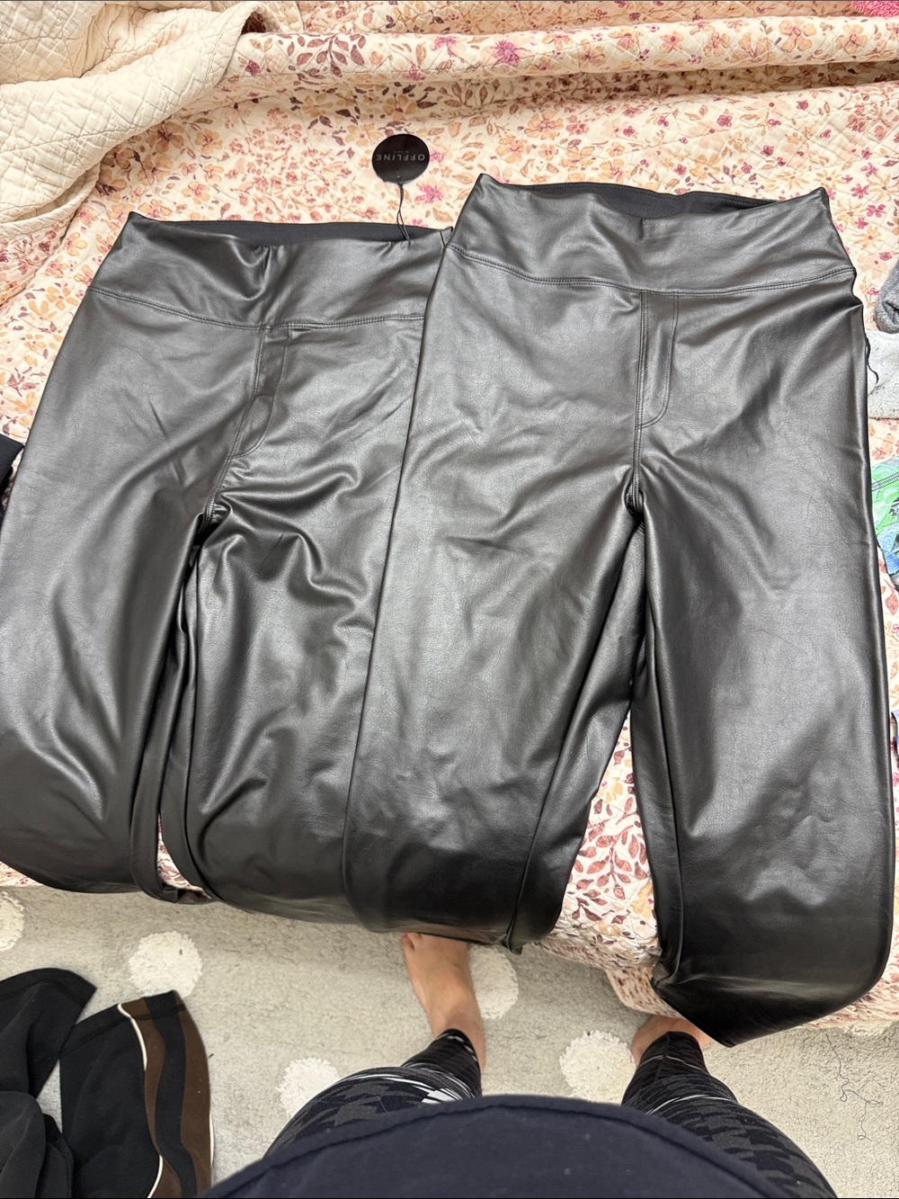 aerie Faux Leather Leggings in Black